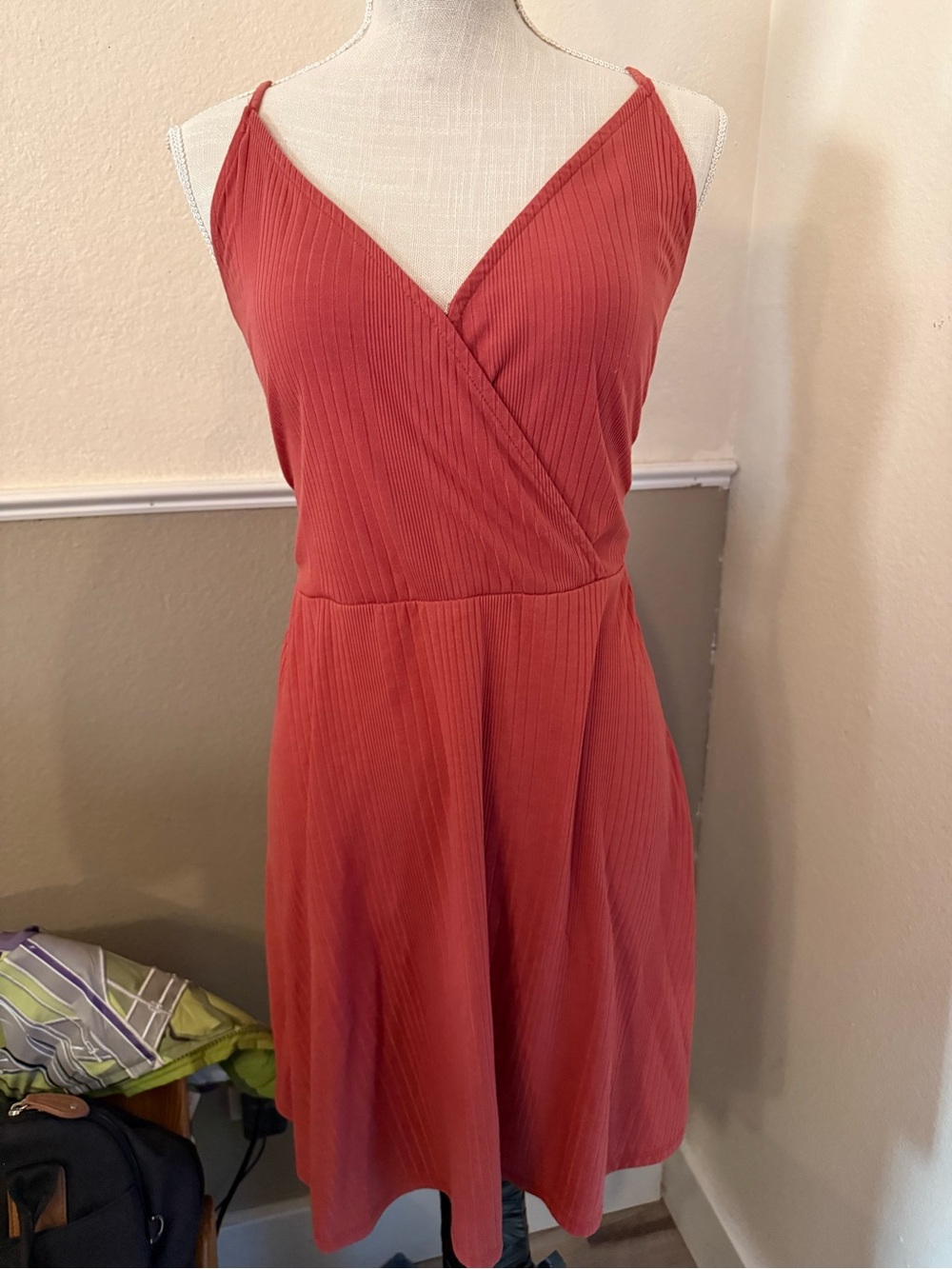 Women's Mossimo Dark Pink Ribbed XL Dress Spaghetti Strap